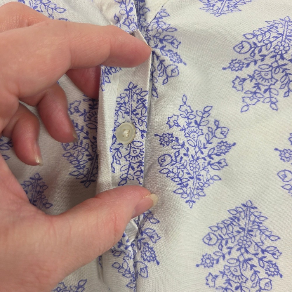 Old Navy Women Large Purple White Floral Block Print Viscose High Low Blouse - Picture 3 of 10